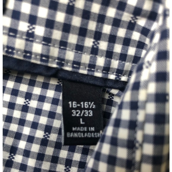 Tommy Hilfiger Navy Check Reg Fit Stretch Casual Dress Shirt L Wrinkle Resist - Picture 5 of 7